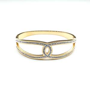 BBBA-04063 Fashionable Cuff Bangles Gold Plated with <b>Crystal</b> & Rhinestone Elegant and Stylish Party Accessories for Women - Product Image 1