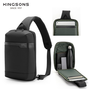 Kingsons Men's Chest <b>Bag</b> Lightweight <b>Tablet</b> Case Business Travel Anti Theft Crossbody Shoulder <b>Bag</b> Solid Color Zipper Closure - Product Image 4
