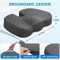 Coussin de siège ergonomique orthopédique antidérapant en mousse à mémoire de forme pour le coccyx, soulagement de la douleur, confortable, vente en gros OEM, noir
