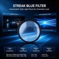 Filtre anamorphique OME à rayures bleues pour objectif d'appareil photo - Effets de flares cinématiques et lignes horizontales, verre optique, cadre en aluminium, étanche