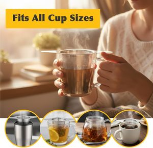 Customized Logo Eco-Friendly Double Handle Fine Mesh Loose Leaf <b>Tea</b> Strainer/Filter/<b>Tea</b> <b>Infuser</b> with Lid Stainless Steel - Product Image 5