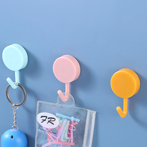 Adhesive <b>Hooks</b> Round Wall Mounted Strong Sticky Punch Free For <b>Kitchen</b> Bathroom Clothes Storage Yellow Pink Light Blue Dark Blue - Product Image 2