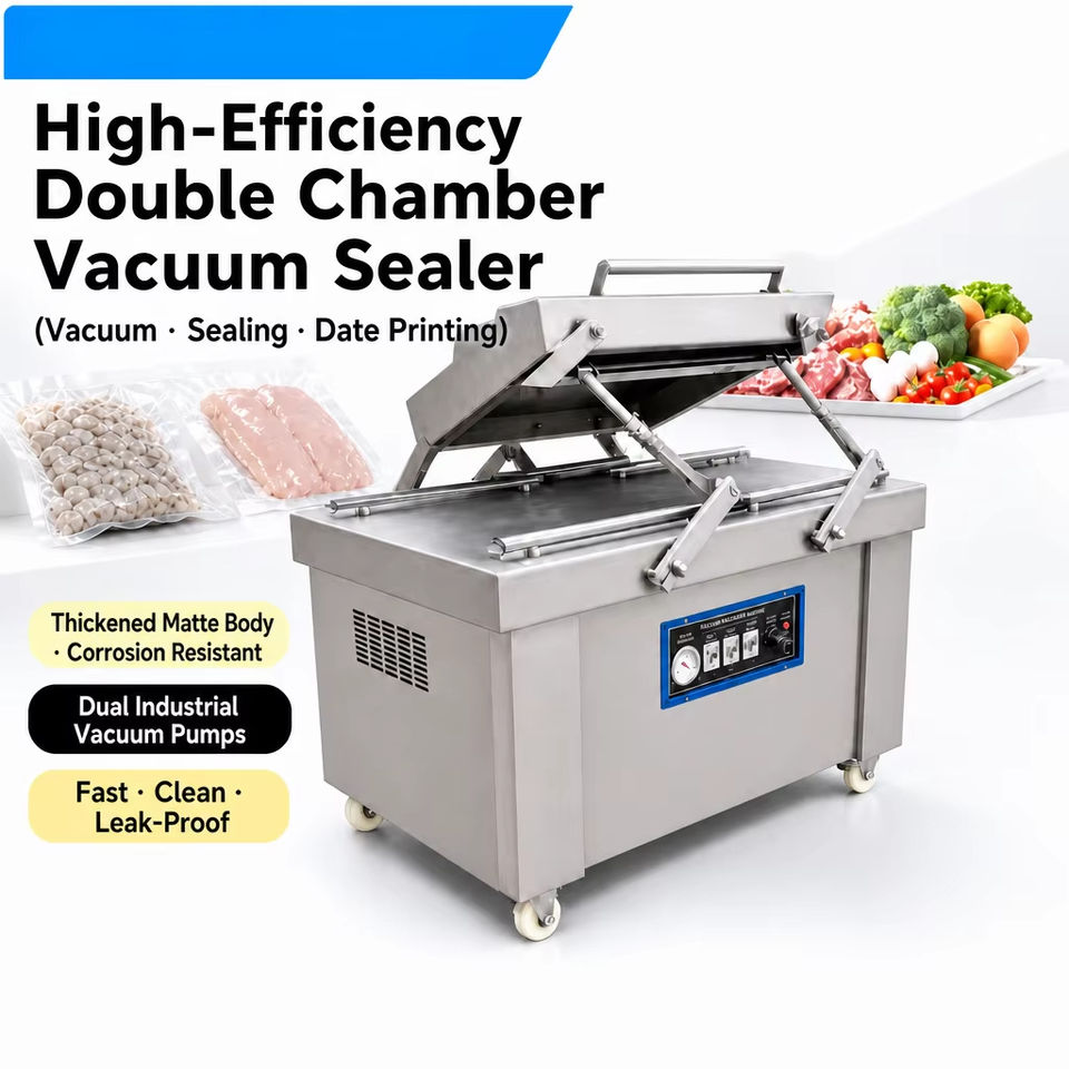 Vacuum Packing Process Heavy Duty Double Chamber Vacuum Packing Machine Industrial Food Sealer ...