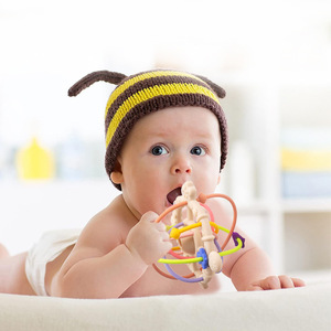 Nouvelle hochette en silicone pour enfants <span class=keywords><strong>Manhattan</strong></span> avec gel apaisant pour les dents, beige/jaune/vert, pour bébé - Product Image 2
