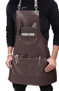 Alta qualità fatta a mano pelle PU barbiere mantello con tasche Extra personalizzabile Logo Denim materiale per parrucchieri - Product Image 2