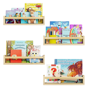 Mensola Multifunzione in Legno Massello da Parete, Scaffale per Soggiorno e Cucina, Espositore per Fumetti e Borse per Bambini - Product Image 1