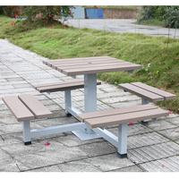 Table carrée extérieure de restaurant commercial sur mesure de 30 pouces 46 pouces table de pique-nique commerciale table et banc en bois pour café