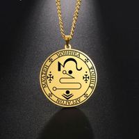 Collier pendentif Myshape en acier inoxydable avec sceau de l'ange Jophiel, style vintage avec chaîne à maillons, sceau de la beauté de Dieu pour homme