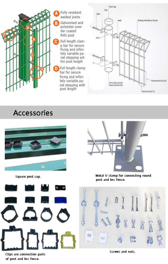 Outdoor Roll Top Profile Security Fencing BRC Mesh Fence|