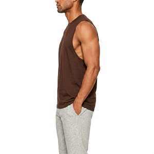 Camiseta sin mangas para hombre, cuello redondo, algodón ligero, transpirable, para gimnasio, entrenamiento, fitness, uso diario, chaleco informal. - Product Image 3