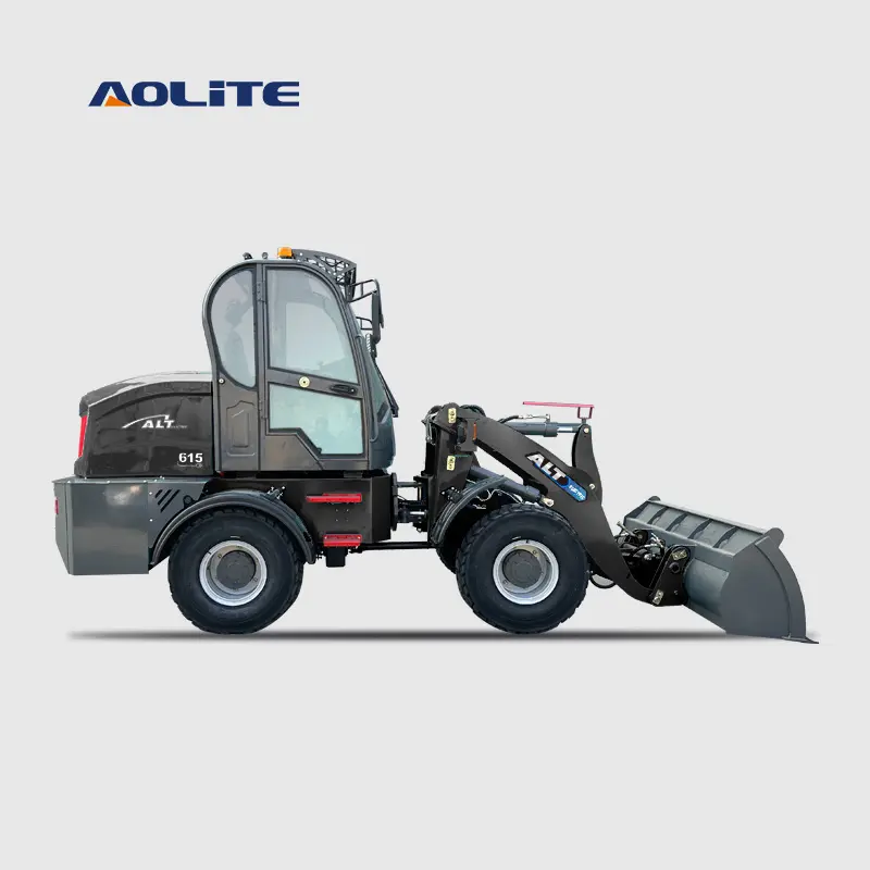 AOLITE CE E615 جميع التضاريس الكهربائية الصغيرة لودر ALT 1.5 طن بطارية صغيرة مدمجة العجلة الأمامية لودر انبعاثات ضوئية مجانية للبيع