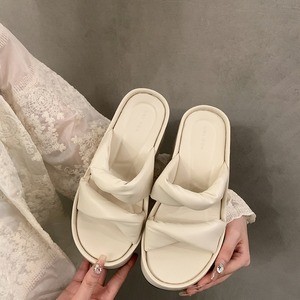 Silver Wedge High-grade Slippers Women's Summer Wear High-rise Thick Bottom <b>Small</b> Non-slip Beach - Product Image 3