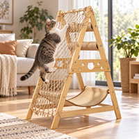 Arbre à chat en bois écologique XZ avec griffoir, filet d'escalade, nid, hamac et lit pour chats - Grande taille pour jouer et dormir
