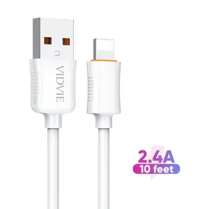 VIDVIE Heavy Durable 2.4A 3M i Phone Charging Data Cable 10 Feet For iPhone