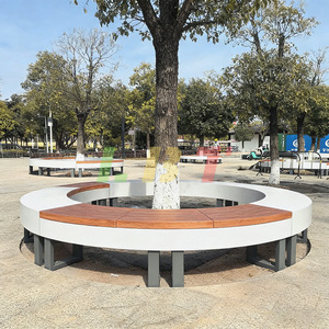 Banco de fibra de vidrio Libit para árboles, color personalizable, asientos comerciales para exteriores, diseño duradero, mobiliario para centros comerciales - Product Image 2