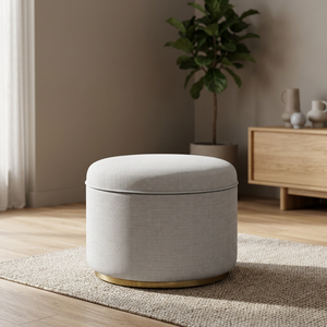 Pouf Aurelio léger en tissu gris d'inspiration scandinave 600x600x450, mobilier de salon pour l'élégance hôtelière - Product Image 2