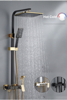Ensemble de Douche Thermostatique Complet Mural Numérique LED Luxe en Laiton Or Rose Piano pour Salle de Bain