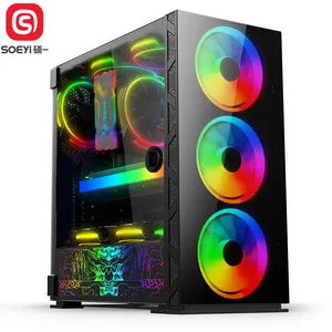 Pc Gaming Cases Custom Gaming PC Mid Tower ATX Casing With Tempered Glass Gaming Computer Case