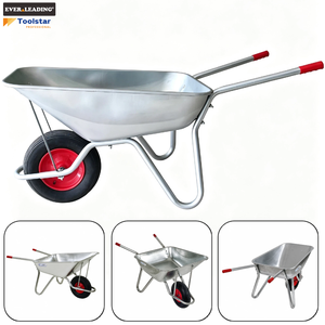 <span class=keywords><strong>Brouette</strong></span> de chantier prégalvanisée 101L avec roue pneumatique de 16 pouces et jante métallique – Outil de transport durable - Product Image 1