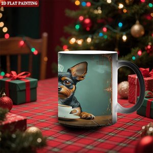 Taza Mágica de Cerámica Negra Esmerilada de 11 oz, Sensible al Calor, Cambia de Color, con Diseño de Perro - Product Image 2