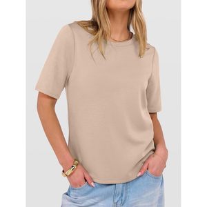 Camiseta de Manga Corta para Mujer FOXA, Cuello Redondo, Básica, de Algodón Suave, Antiarrugas, Informal, para Verano - Product Image 5