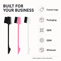 Brosse à sourcils double embout 3-en-1 en gros, brosse à cheveux rebelles, peigne à bordure, outil de toilettage en ABS et nylon, logo personnalisé OEM ODM B2B
