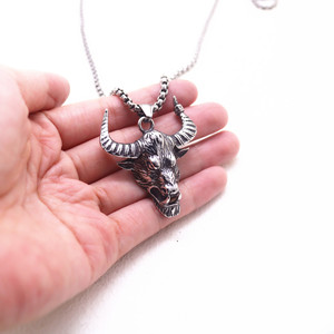 yunnique Bull Head Pendant Necklace Alloy Tibetan Silver Unisex Fashion Jewelry - Product Image 2