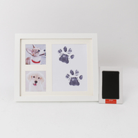 Cadre photo commémoratif pour empreintes de pattes d'animaux, étanche, carré, en bois, à poser sur table, avec tampon encreur pour empreintes de pattes de chat/chiens