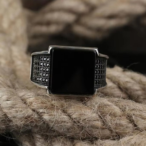 Anillos de Reloj <span class=keywords><strong>para</strong></span> <span class=keywords><strong>Hombre</strong></span> ZhuQian al por Mayor, Cuadrados con Incrustaciones de Zirconia Negra, Completamente Pavimentados, <span class=keywords><strong>Joyería</strong></span> Punk Única <span class=keywords><strong>para</strong></span> Fiestas - Product Image 2