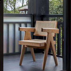 Silla de comedor moderna de ratán, sillón de madera, comedor de ratán Natural, silla nórdica antigua negra sólida, mesa de comedor ovalada 30% T/ T - Product Image 2