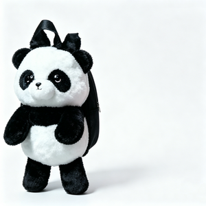 Mochila de Peluche de Leopardo de las Nieves, Diseño Esponjoso en Blanco y Negro con Relleno de Algodón PP, Accesorio Unisex para Halloween - Product Image 4