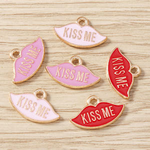 WENY Paquete de 10 Colgantes Personalizados Nuevos para Pulsera, Colgante con Diseño de Labios <span class=keywords><strong>KISSME</strong></span> - Product Image 2