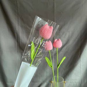 ช่อดอกไม้โครเชต์หลากสีสัน ของขวัญรับปริญญา ดอกทิวลิปโครเชต์ทำมือ - Product Image 6