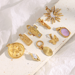 Dreamidea позолоченный кулон из нержавеющей стали бабочка Крест Солнце Луна дизайн модные украшения для женщин для вечеринки и повседневной носки - Product Image 4