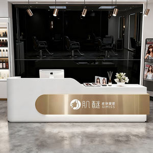 โต๊ะรับแขกแผงสี่เหลี่ยมสำหรับการค้าดีไซน์เคาน์เตอร์ไม้คุณภาพดีเยี่ยมร้านเสริมสวยปรับได้ - Product Image 5