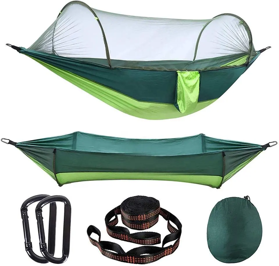 Camping Garden Hammock With Mosquito Net Outdoor Furniture Bed Strength Parachute Fabric Sleep Swing Portable Hanging