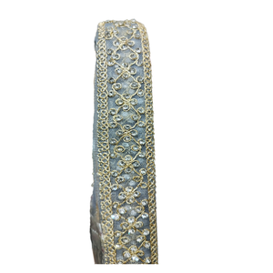 Premium Eco-Friendly 100% Cotton Embroidered Laces Stone Work <b>Sequins</b> | Luxury Vintage Bridal Border Ethnic Gota Patti Trim | - Product Image 1