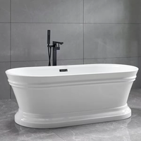 Baignoire autoportante moderne en acrylique cannelé blanc 1700 67'' Écologique pour bain à remous intérieur Hôtel Villa Maison Salle de bain