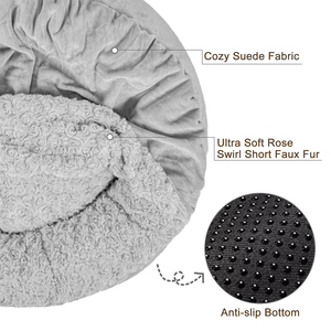 Lit pour animaux de compagnie ultra moelleux et bouclé pour chiens et chats, lit rond pour chien avec housse amovible et lavable - Product Image 5