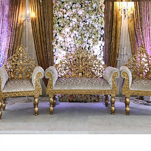 Magnifique ensemble de canapés pour scène de Nikah musulmane, ensemble de canapés de réception neuf, ensemble de canapés de luxe dorés pour la décoration de scène de mariage, États-Unis - Product Image 1