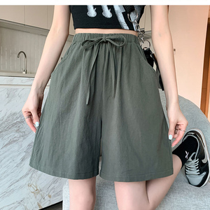 Pantaloni corti estivi di nuova moda da <span class=keywords><strong>donna</strong></span> con coulisse elasticizzati in vita in cotone e <span class=keywords><strong>lino</strong></span> con tasche in tinta unita pantaloncini Casual - Product Image 4