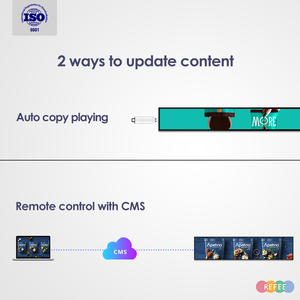 पुनः शुल्क 23.1 इंच 1920x158 वाई-फाई अल्ट्रा वाइड विस्तारित बार <span class=keywords><strong>lcd</strong></span> साइनएज शेल्फ डिस्प्ले प्लेयर इनडोर एंड्रॉइड - Product Image 6