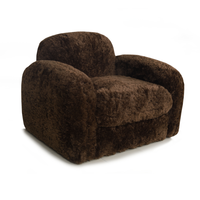 Fauteuil individuel en polaire Teddy couleur chocolat noir, fauteuil d'appoint moderne et confortable pour la décoration de la chambre et du salon