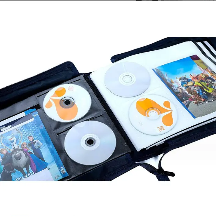 सीडी इनसाइड स्टोरेज बैग हॉट सेल वाटरप्रूफ उच्च गुणवत्ता वाले 128 मूवी डिस्क स्टोरेज सीडी बैग
