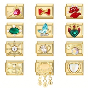 Italian Module Stainless Steel Jewelry Set DIY Gold Patch Vintage <b>Bracelet</b> with Exquisite Creative Pendant Fashion Accessories - Product Image 6