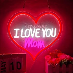 En stock, Néon « <span class=keywords><strong>Je</strong></span> t'aime maman » à intensité variable, enseignes LED en forme de cœur pour la fête des mères, cadeau pour la fête des mères, enseignes néon personnalisées - Product Image 1