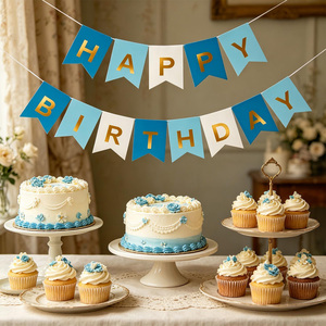 Ghirlanda Decorazioni per Feste di Compleanno Blu e Oro 14 Pezzi 4M Decorazioni per Interni - Product Image 6