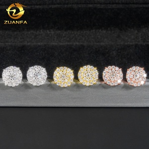 Nouveautés en vrac en stock Iced Out <span class=keywords><strong>Prix</strong></span> le plus bas Argent sterling 925 VVS1 Moissanite <span class=keywords><strong>Diamant</strong></span> Hip Hop Boucles <span class=keywords><strong>d</strong></span>'oreilles <span class=keywords><strong>Homme</strong></span> - Product Image 5
