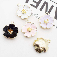 Accessoires de bijouterie DIY, pendentifs en alliage à huile goutteuse, petits pendentifs, bracelets, fleurs d'hibiscus, breloques, fournitures