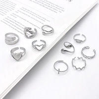 Anneaux ouverts originaux en acier inoxydable avec cœur doré pour femmes et filles, plaqué or et argent 18 carats, style Ins pour mariage